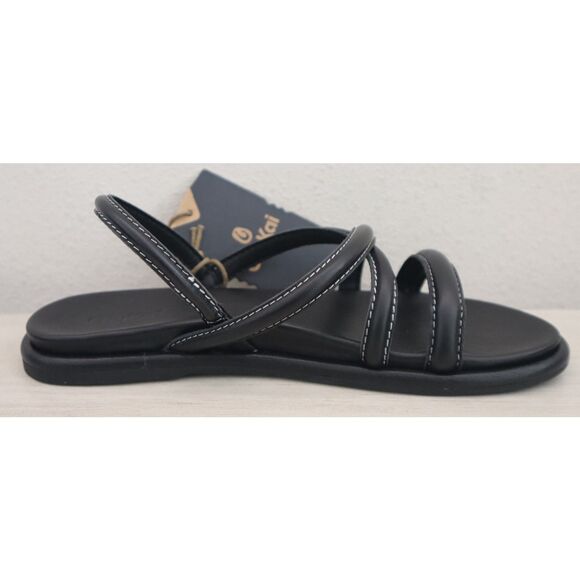 OluKai 20515-4040 Women's Sz 8W Black Leather Tiare Strappy Slip-On Sandals - Picture 5 of 16